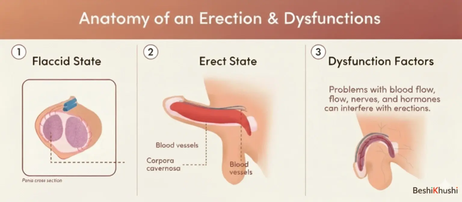 Anatomy of an erection: flaccid vs erect state and common dysfunction factors