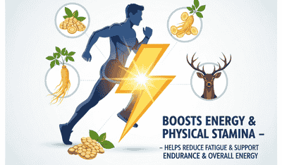 Boosts Energy & Physical Stamina - Lightning bolt icon